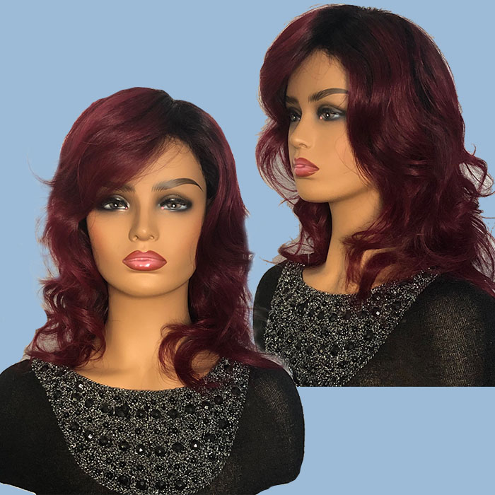 12" Ruby Red Wavy Wig Indian Hair